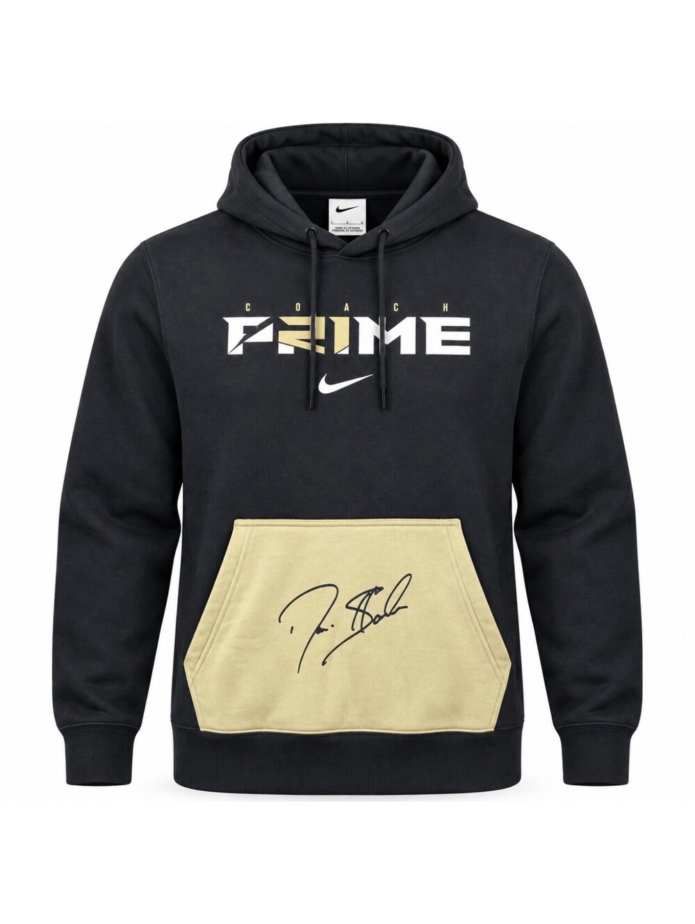 Nike Coach Prime Deion Sanders Hoodie Men’s Large Black Gold Signature NWT